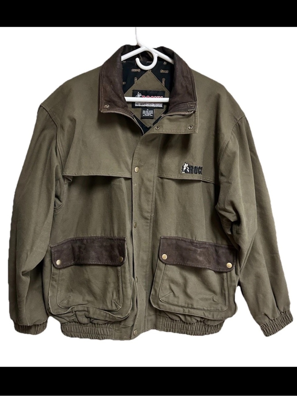 Rocky Big Mountain Coat Size XL Olive Green Canvas Workwear Bomber Hunting